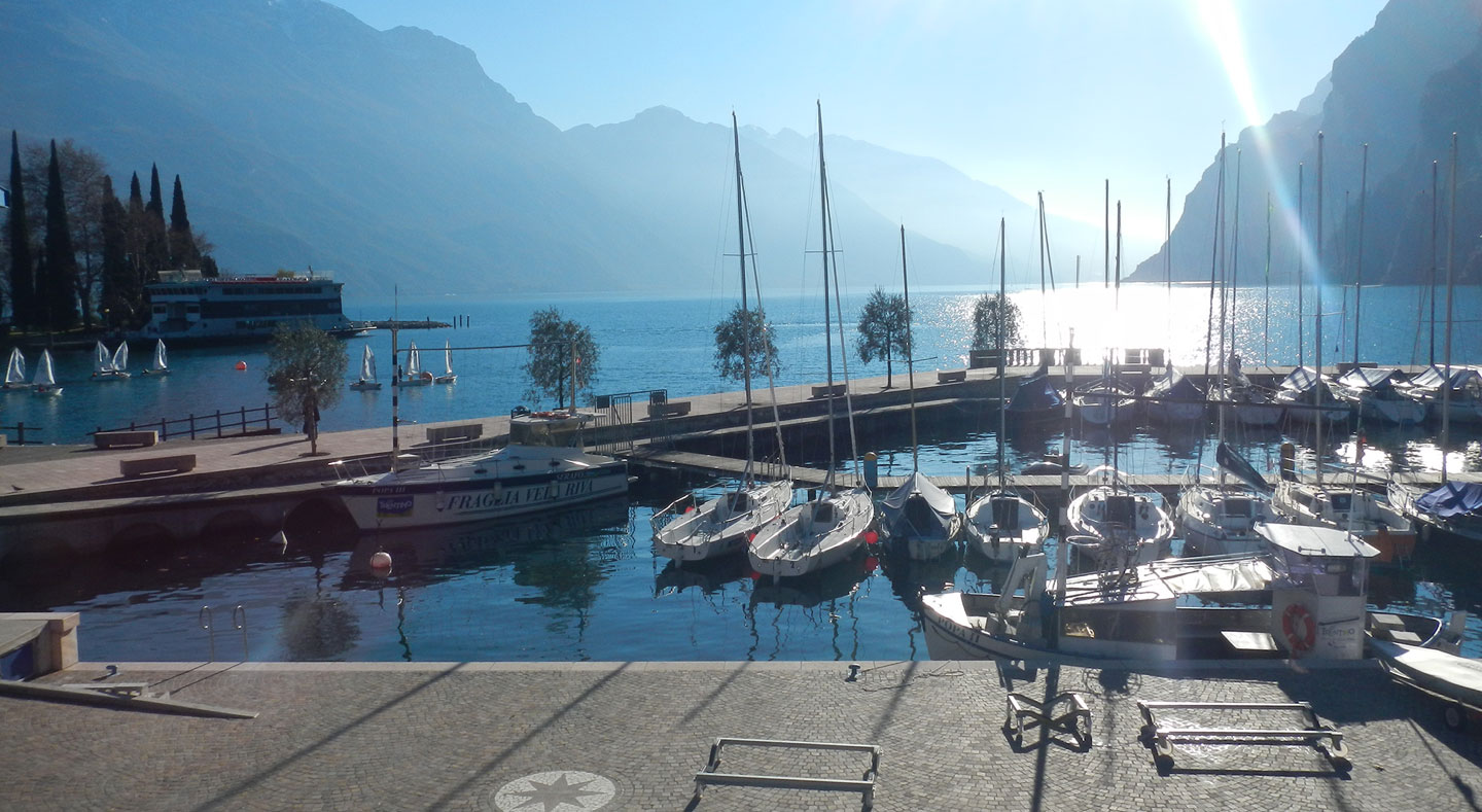 Yachts moored on Lake Garda